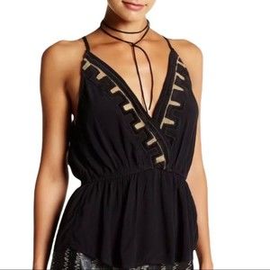 FREE PEOPLE City Streets Plunging Cami in Black Medium